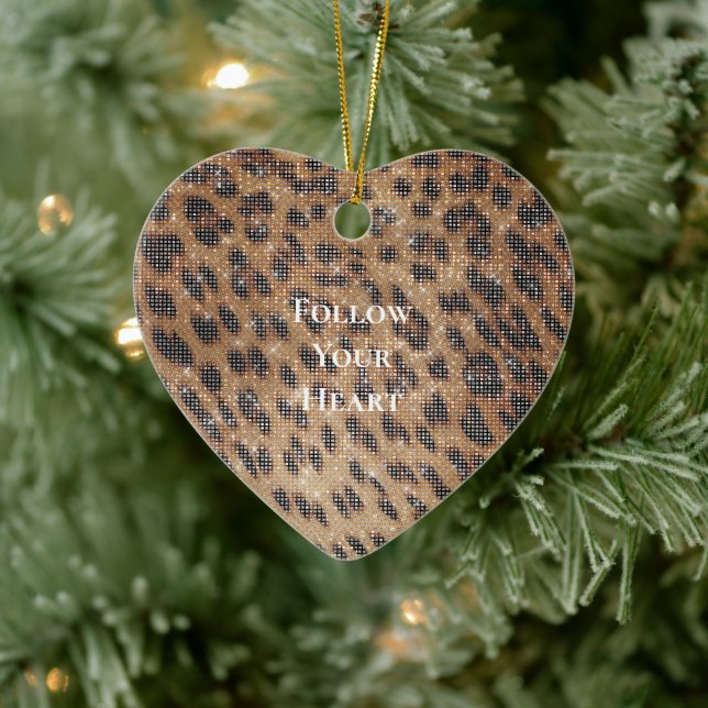 Brown Leopard Animal Print Sparkle Ceramic Tree Decoration (Tree)