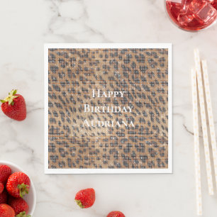 Brown Leopard Animal Print Sparkle Napkin