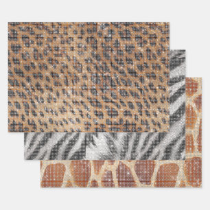 Brown Leopard Animal Print Sparkle Wrapping Paper Sheet