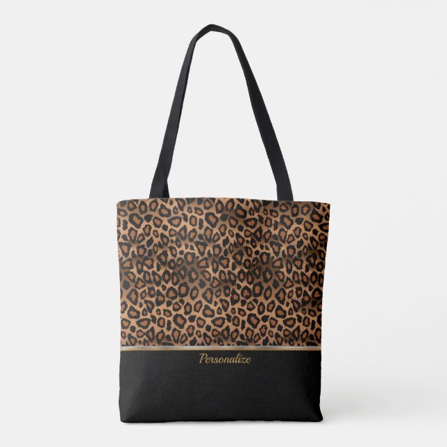 Brown Leopard Animal Print Tote Bag (Back)
