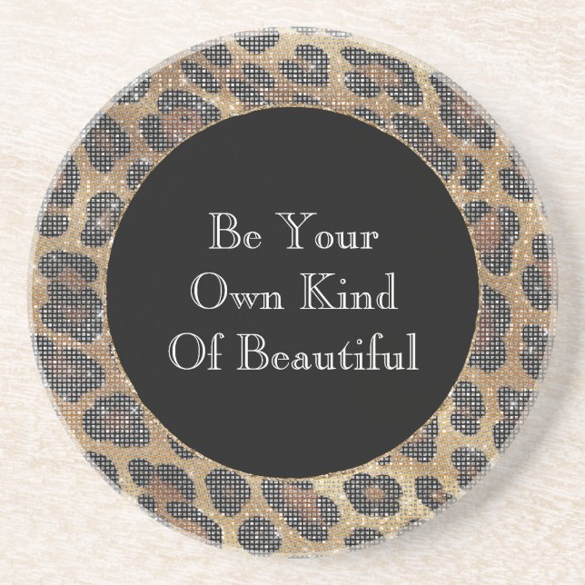 Brown Leopard Animal Sparkle Coaster (Front)