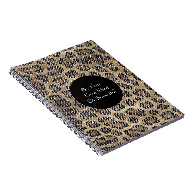 Brown Leopard Animal Sparkle Notebook (Right Side)