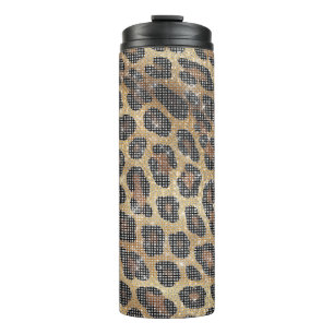 Brown Leopard Animal Sparkle Thermal Tumbler