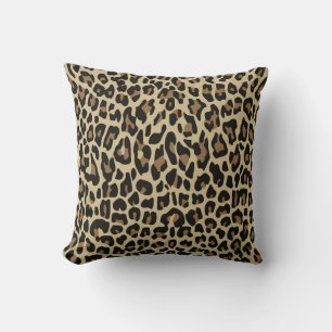 Brown leopard cheetah animal print throw pillow