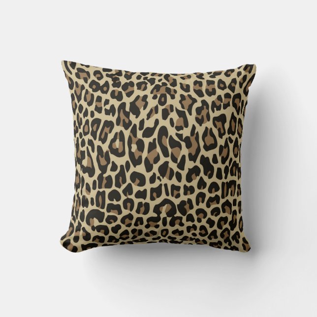 Brown leopard cheetah animal print throw pillow (Front)