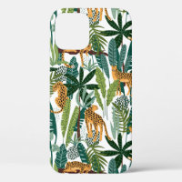 Brown leopard in tropical lush jungle leaves Otter