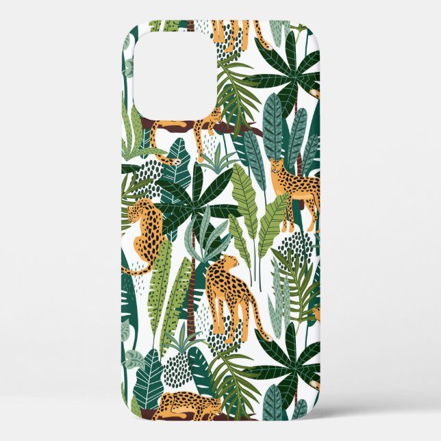 Brown leopard in tropical lush jungle leaves Otter Case-Mate iPhone Case (Back)