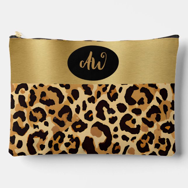 Brown Leopard Print Accessory Pouch (Front)