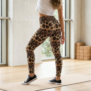 Brown Leopard Print Animal Skin Fur Pattern Leggings