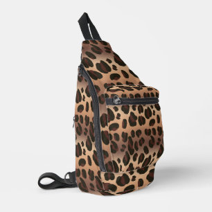 Brown Leopard Print Crossbody Sling Bag