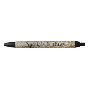 Brown Leopard Print Gold Glitter sparkle Black Ink Pen
