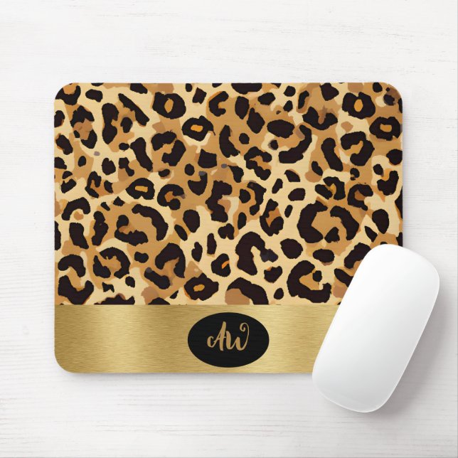 Brown Leopard Print Mouse Mat (With Mouse)