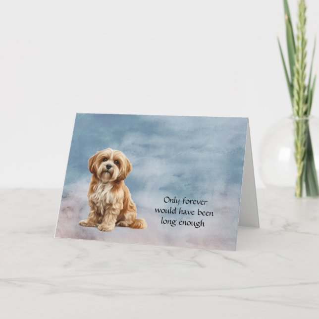 Brown Lhasa Apso Sympathy Condolence Card (Front)