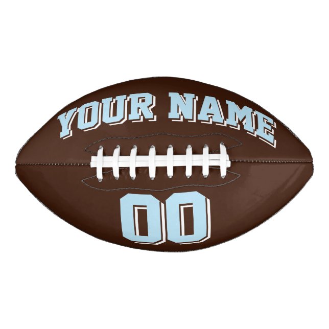 BROWN LIGHT BLUE AND WHITE Custom Football American Football (Front)