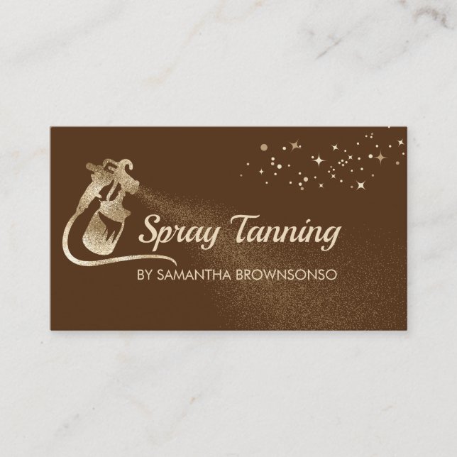 Brown Light Elegant Calligraphy Tan Spray Business Card (Front)