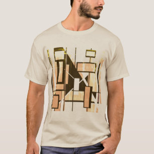 Brown Light Orange Geometric Boxes MCM Look Design T-Shirt