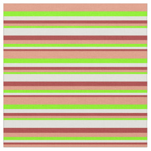 Brown, Light Yellow, Chartreuse & Dark Salmon Fabric