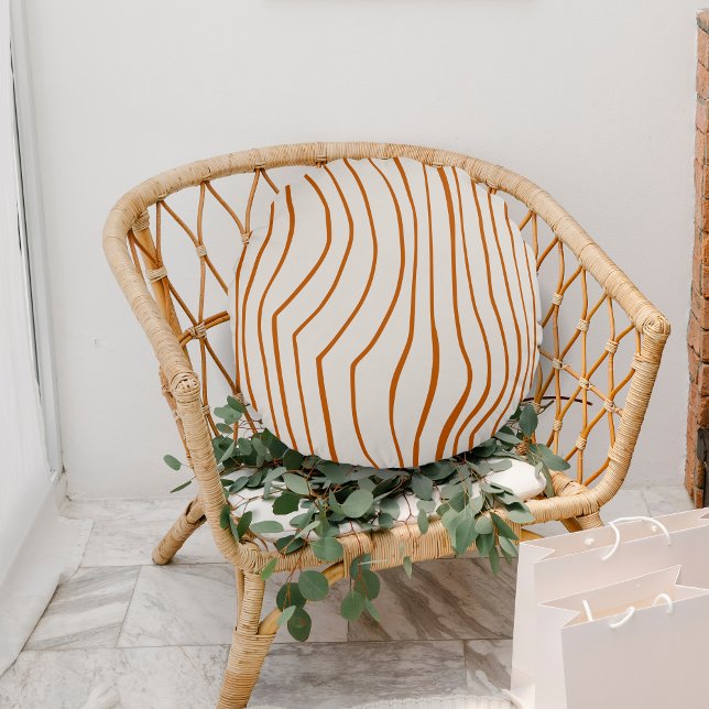 Brown Line Modern Zebra Print Stripes Round Pillow (Creator Uploaded)