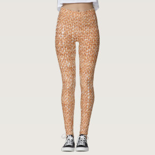 Brown Linen Canvas Texture Background Leggings