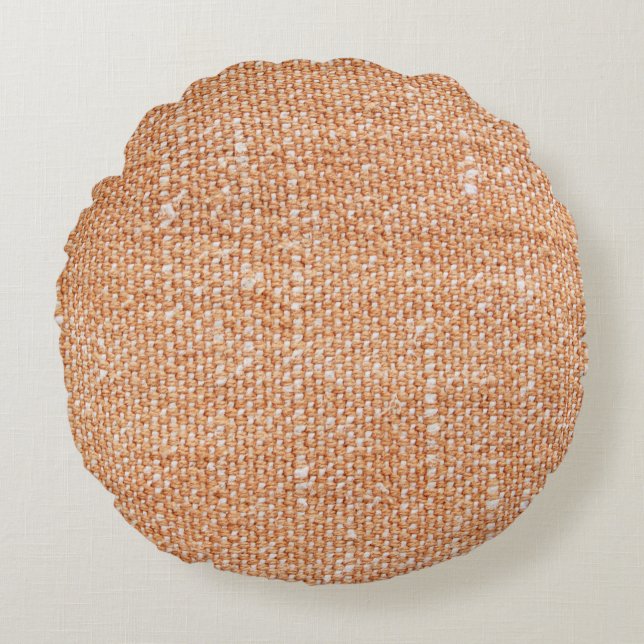 Brown Linen Canvas Texture Background Round Cushion (Front)