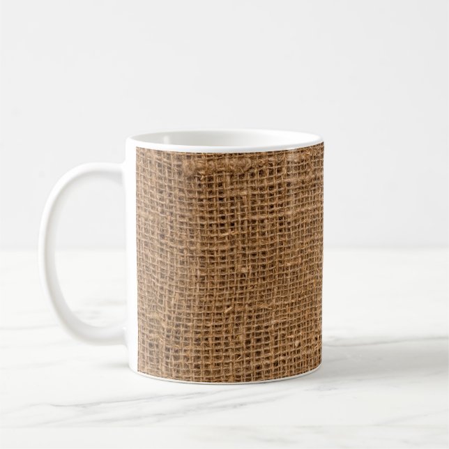 Brown Linen Canvas Texture Coffee Mug (Left)