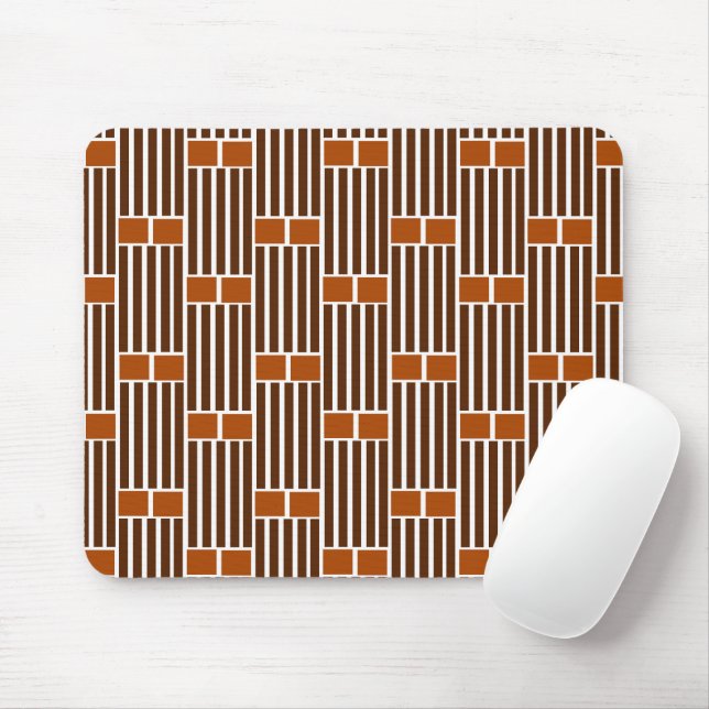 Brown Lines and Boxes  Mouse Mat (With Mouse)