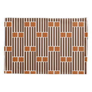 Brown Lines and Boxes  Pillowcase