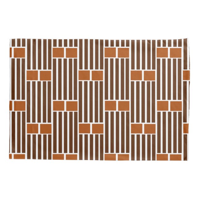 Brown Lines and Boxes  Pillowcase (Back)