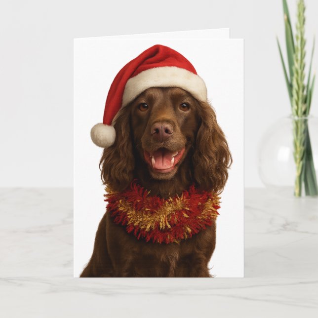 Brown / Liver Cocker Spaniel Happy Christmas card (Front)