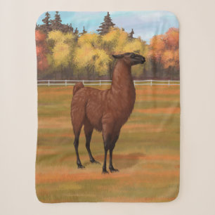 Brown Llama in Autumn Farm Pasture Sherpa Blanket