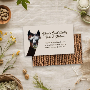 Brown Llama Knitting  Business Card