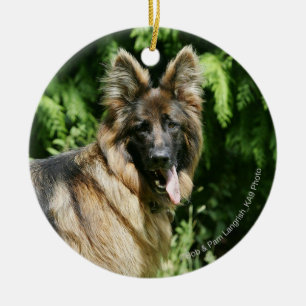 Brown Long Haired German Shepherd 1 Ceramic Tree Decoration