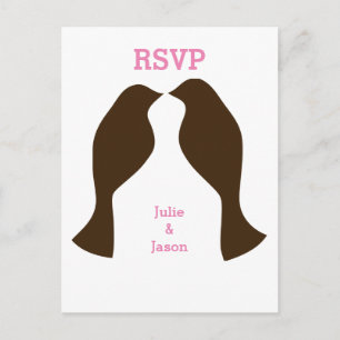 Brown Love Birds - RSVP Post Card