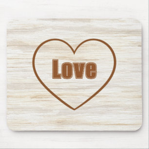 Brown Love Heart Mouse Mat