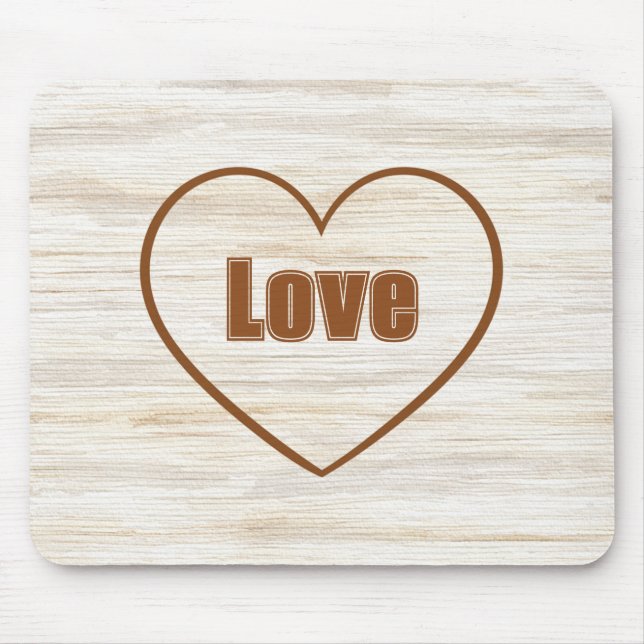Brown Love Heart Mouse Mat (Front)