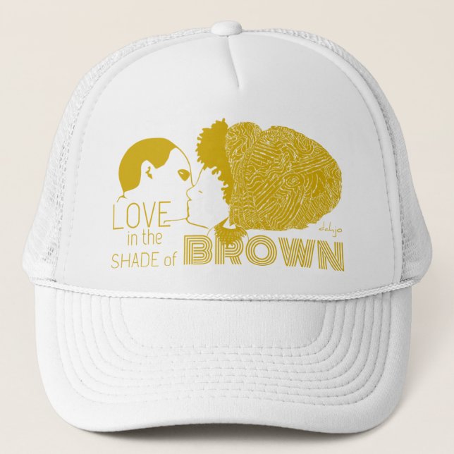 BROWN LOVE in GOLD Trucker Hat (Front)
