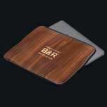 Brown Mahogany Wood Wedding Monogram Laptop Sleeve<br><div class="desc">Personalise your bath mat with your initials and your wedding date.
Brown mahogany wood background,  simple,  minimalistic,  and elegant design. Give this as a wedding gift or customise it for any occasion.</div>