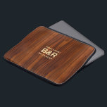Brown Mahogany Wood Wedding Monogram Laptop Sleeve<br><div class="desc">Personalise your bath mat with your initials and your wedding date.
Brown mahogany wood background,  simple,  minimalistic,  and elegant design. Give this as a wedding gift or customise it for any occasion.</div>