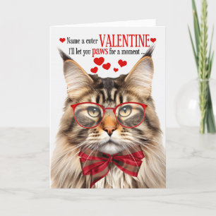 Brown Maine Coon Tabby Cat Humour Valentine's Day Holiday Card