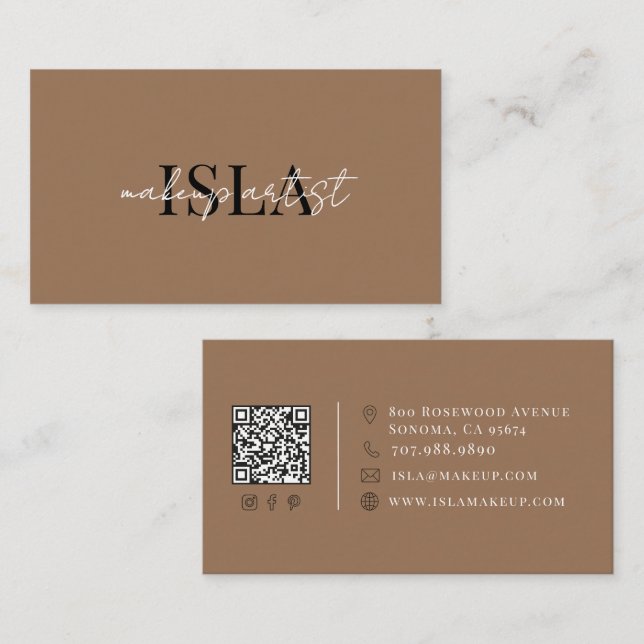 Brown Makeup Artist Business Card (Front/Back)