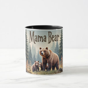 Brown Mama Bear Cubs Forest Mothers Day Mug