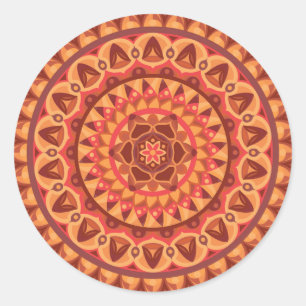 Brown Mandala Earthy Boho Neutral Aesthetic Decal Classic Round Sticker