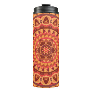 Brown Mandala Earthy Boho Travel Neutral Geometric Thermal Tumbler