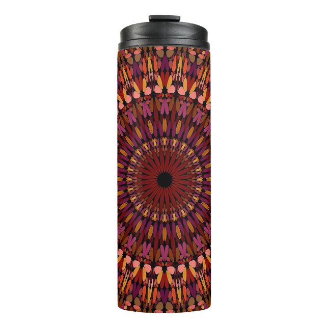 Brown Mandala Kaleidoscope Pattern-48566 Thermal Tumbler (Front)