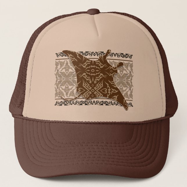 Brown-Manta-Ray-Tribal Trucker Hat (Front)