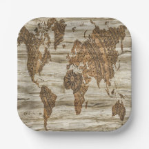 Brown map of the world print