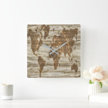 Brown map of the world print