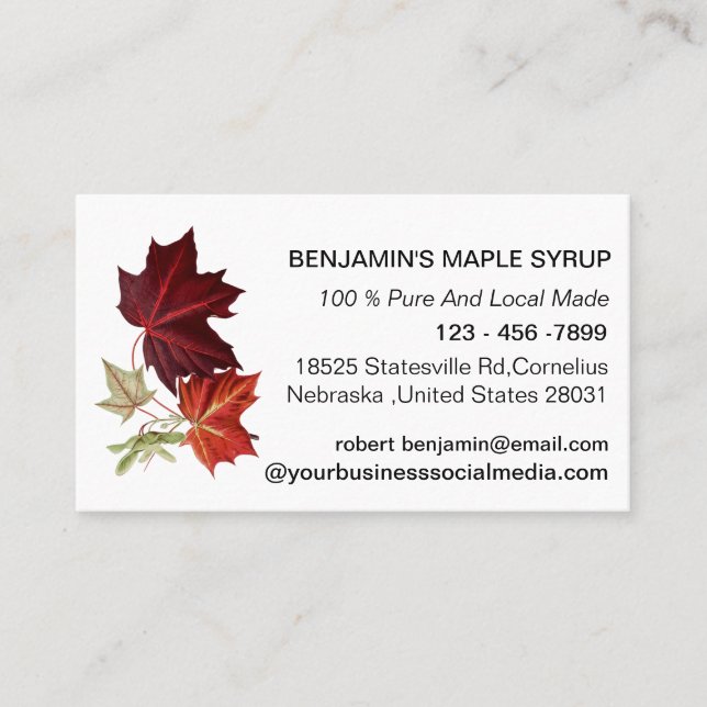  Brown Maple Leaf  Business Card (Front)