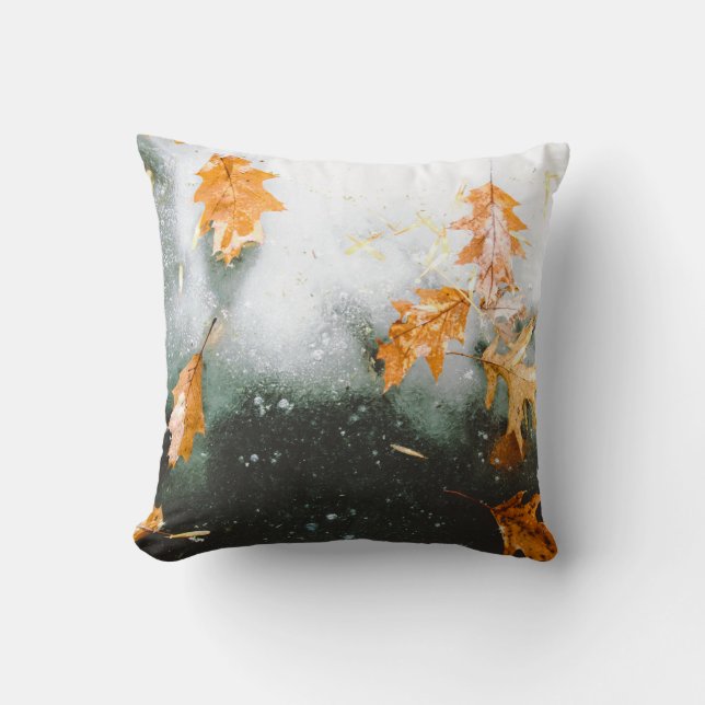 BROWN MAPLE LEAVES ON GLASS CUSHION (Front)