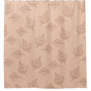 Brown Maple Leaves Vintage Line Leaf Pattern Shower Curtain